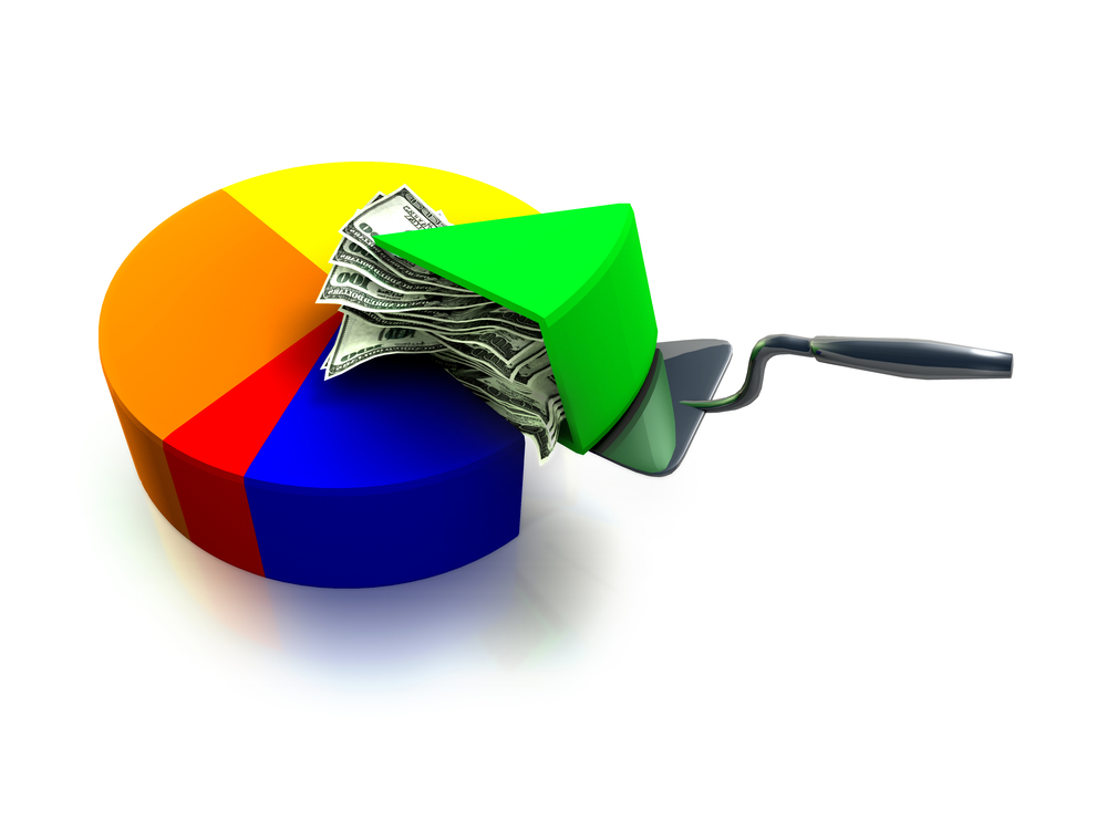 equity compensation shown as pieces of a money pie.