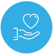 Charitable giving blue icon