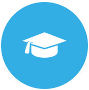Education funding blue icon