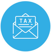 Tax strategy blue icon