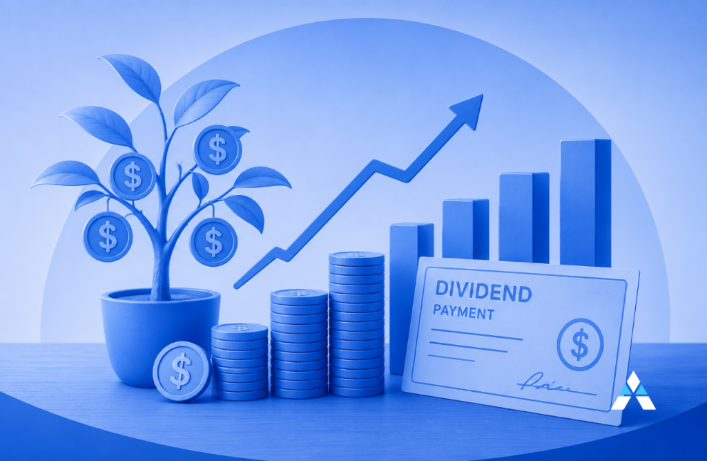 Dividend graphs showing upward trajectory